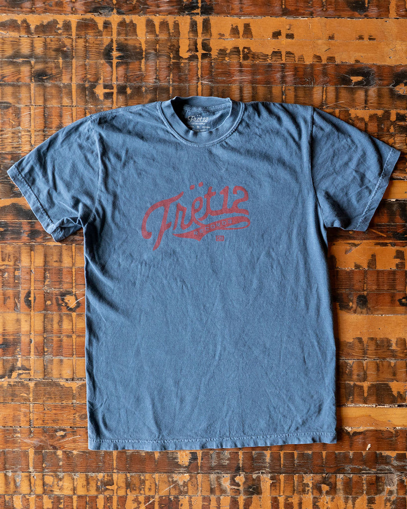 FRET12 RECORDS LOGO TEE - DENIM BLUE