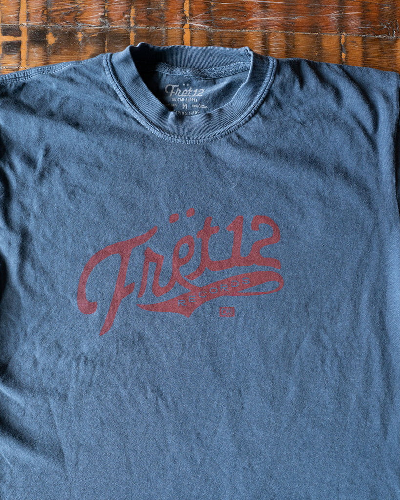 FRET12 RECORDS LOGO TEE - DENIM BLUE