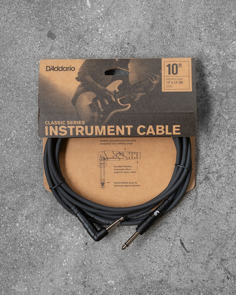 D'Addario CLASSIC SERIES INSTRUMENT CABLE RIGHT ANGLE 10'
