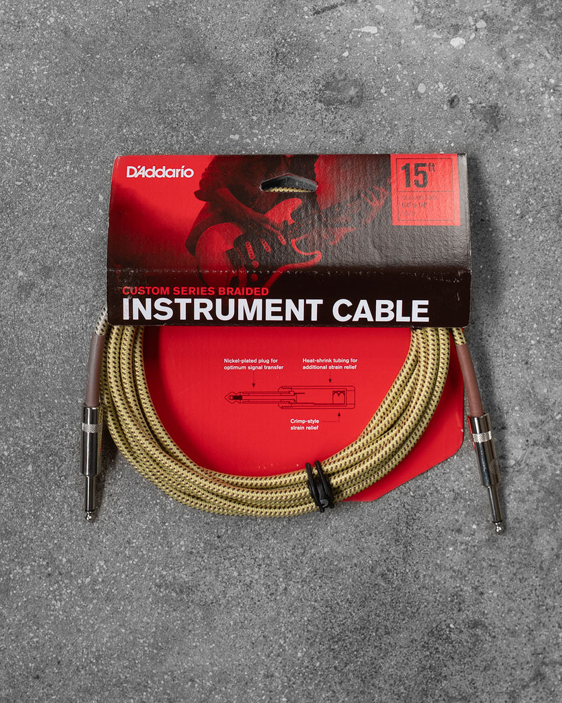 D'Addario Custom Series Braided Instrument Cable, Tweed, 15'