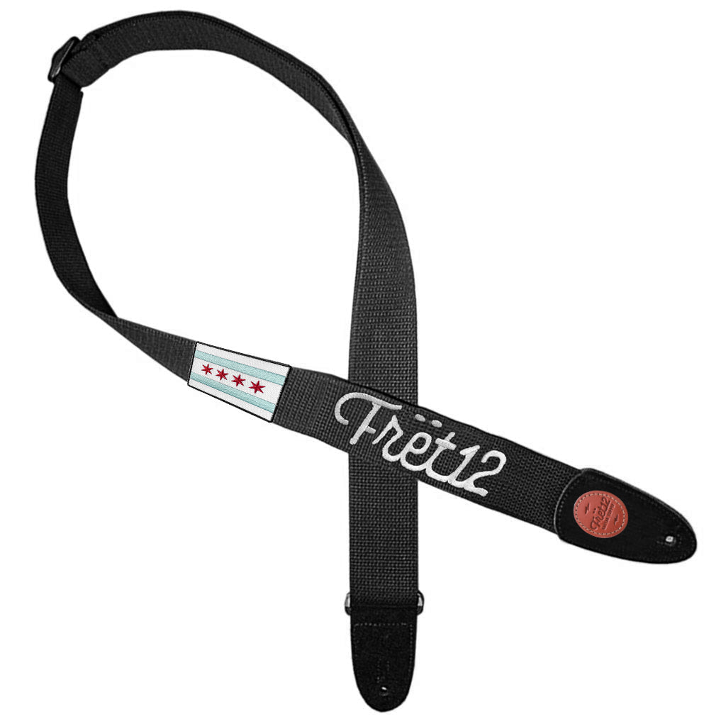 FRET12 CHICAGO FLAG GUITAR STRAP - SCRIPT LOGO
